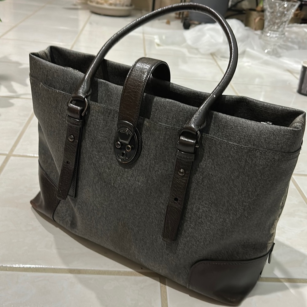 Tumi Gray and Brown Laptop Case / Work Tote